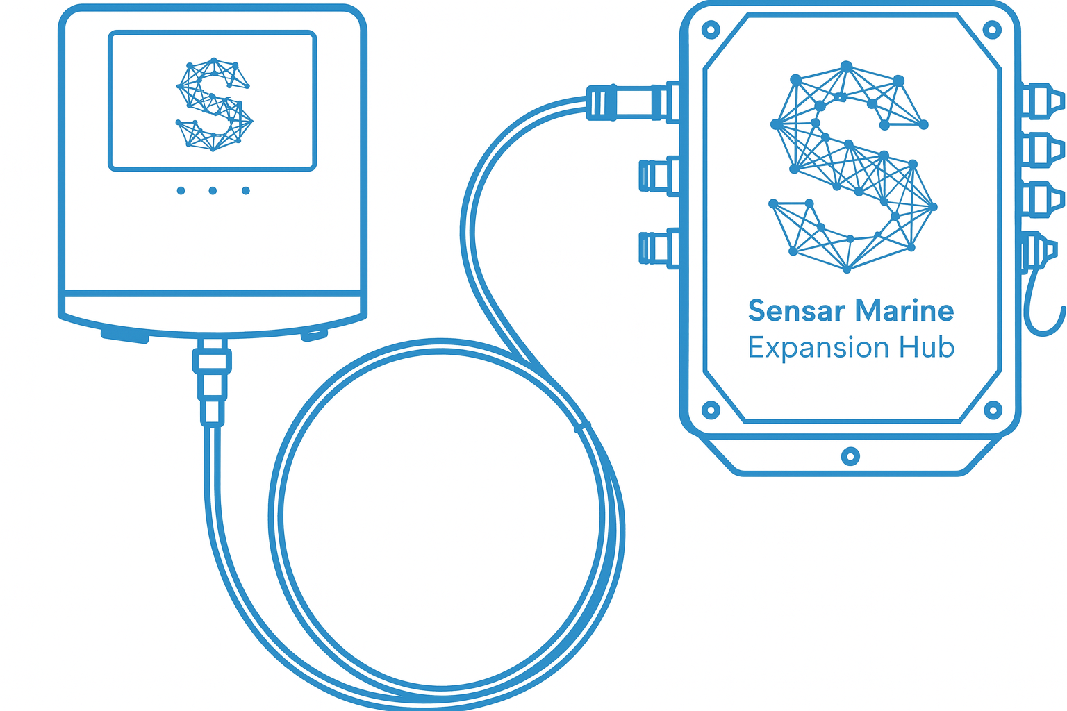 Expansion Hub attached to Boat Monitor - line drawing