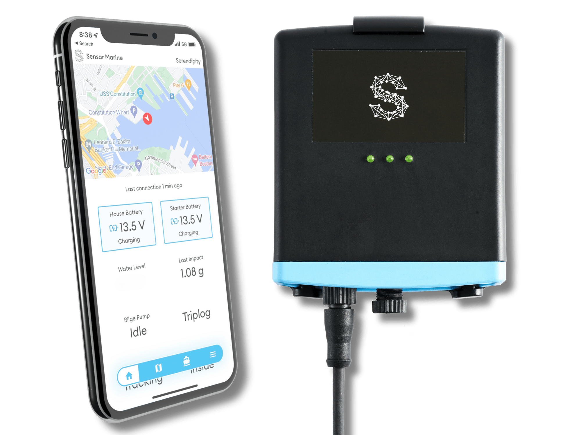 Sensar Marine app and Boat Montior