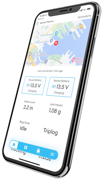 Sensar Marine app on iPhone