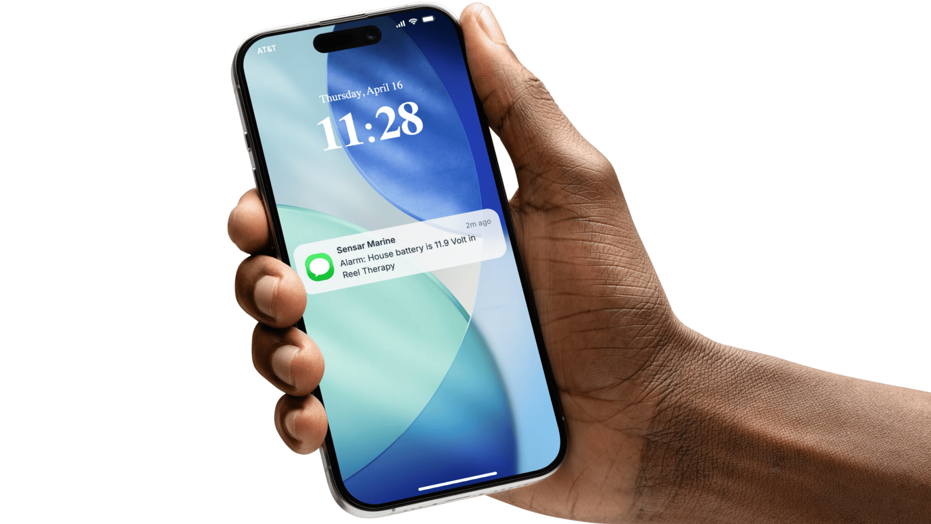 Battery alert text message received on a phone